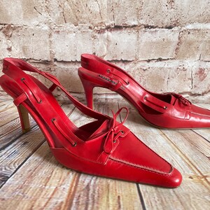 Ralph Lauren Rot Lederschuhe Sling Back Sandalen Heels Designer Größe 10 US oder 40 EUR Bild 5