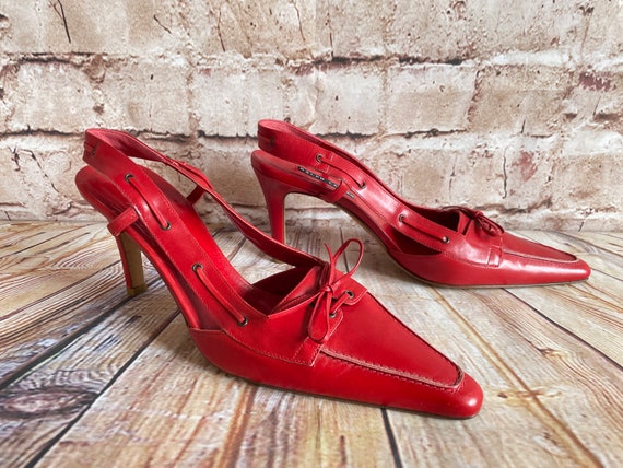 Ralph Lauren Red Leather Shoes Sling Back Sandals… - image 5