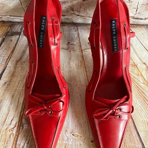 Ralph Lauren Rot Lederschuhe Sling Back Sandalen Heels Designer Größe 10 US oder 40 EUR Bild 10