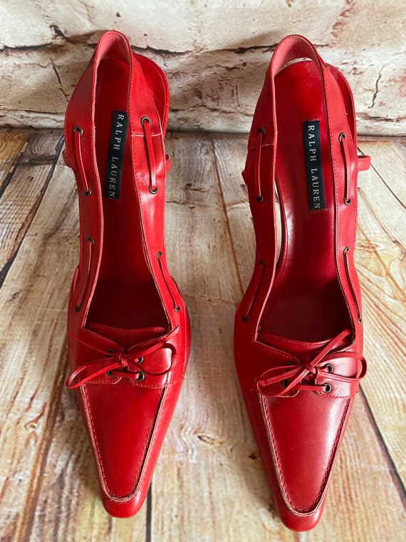 Ralph Lauren Red Leather Shoes Sling Back Sandals… - image 10
