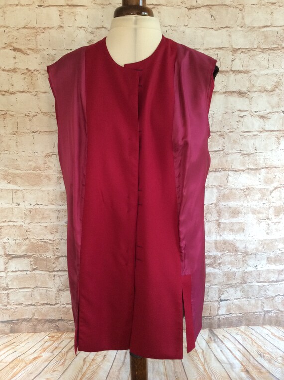 Vintage Long Jacket Wine Red Fine Wool Smart Occa… - image 9
