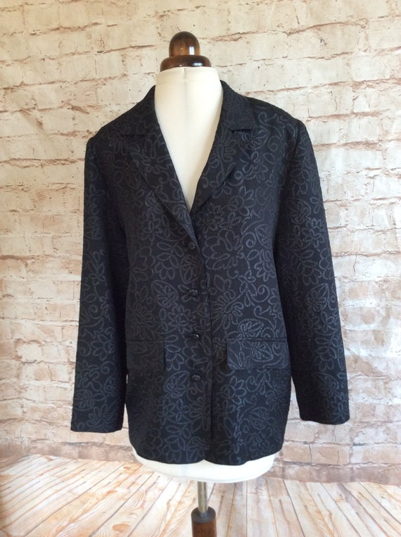 Vintage Jacket in Black Brocade Fabric by Paul Separates | Etsy
