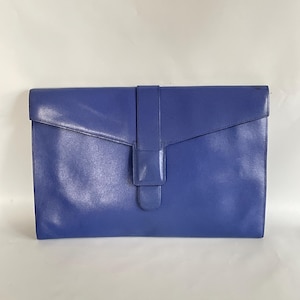 Vintage Clutch Bag Purple Leather Large By Next c1980s
