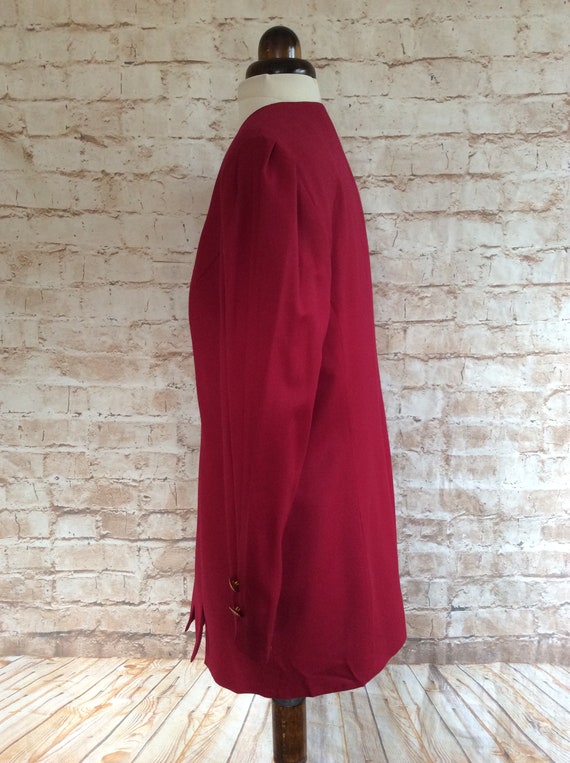 Vintage Long Jacket Wine Red Fine Wool Smart Occa… - image 4