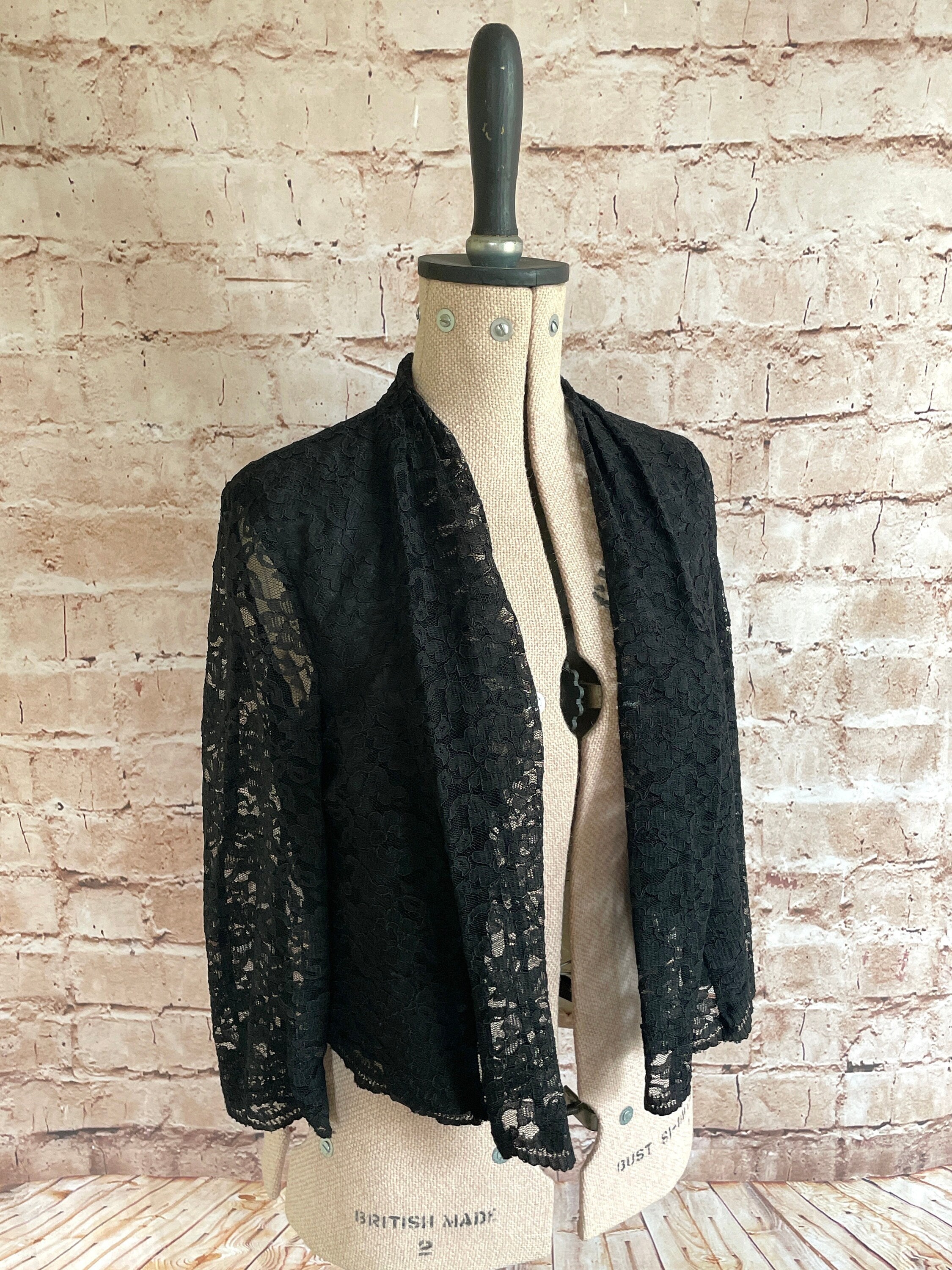 Black Lace Jacket Etsy UK