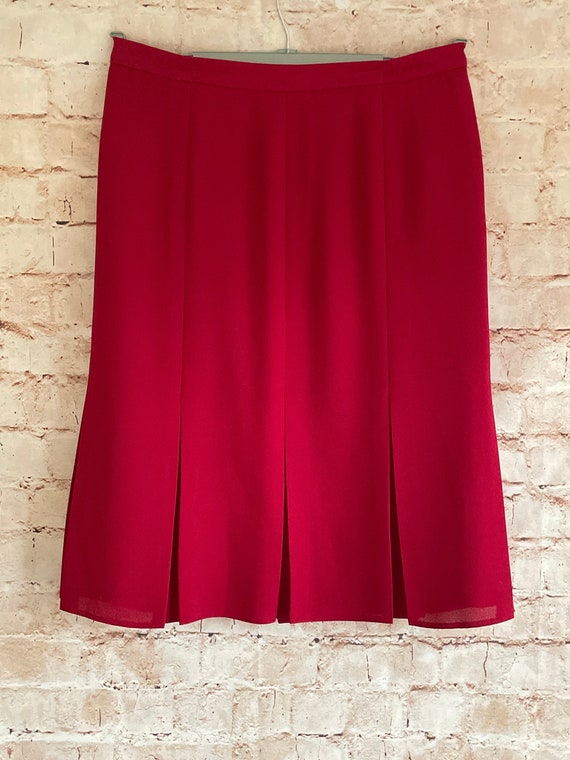 Vintage Skirt Red Pleated Polyester Crepe Midi Length by Posh Lady C1980s Size 16 UK Etsy Sweden