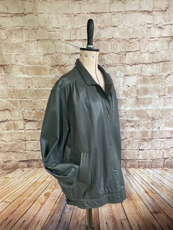 Vintage Jacket Blouson Bomber Grey Butter Soft Re… - image 10