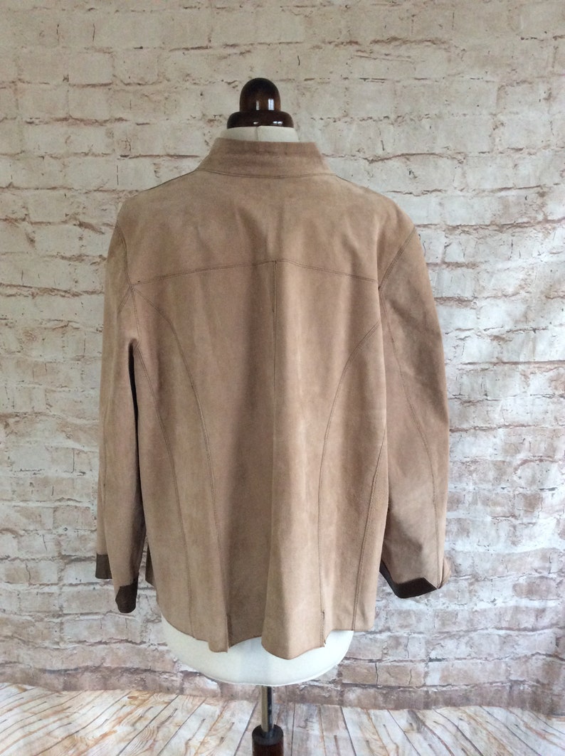 Vintage Leather Jacket Bronze And Beige Zip Front Casual Style c1990s Size Large