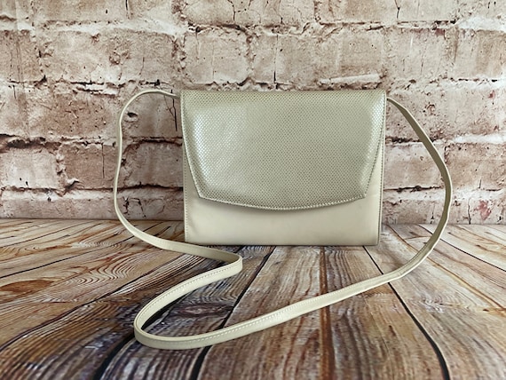 Vintage Shoulder Bag Clutch Handbag Cream Leather by Van dal C1980s Etsy