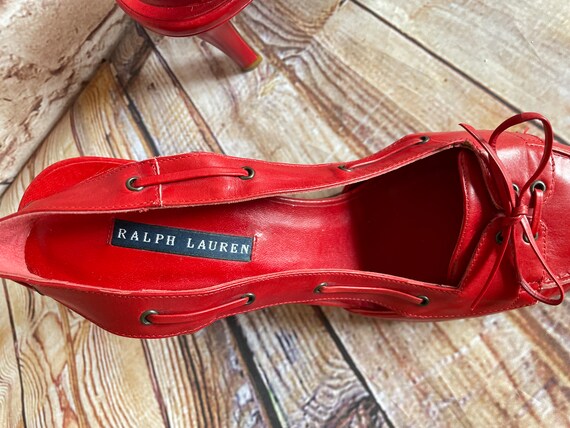 Ralph Lauren Red Leather Shoes Sling Back Sandals… - image 4