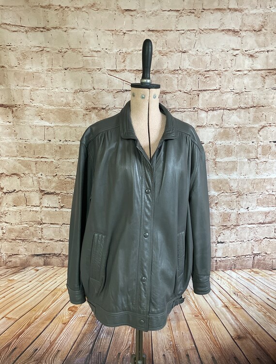 Vintage Jacket Blouson Bomber Grey Butter Soft Re… - image 9