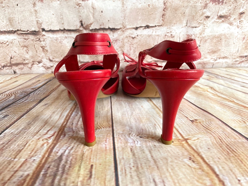 Ralph Lauren Rot Lederschuhe Sling Back Sandalen Heels Designer Größe 10 US oder 40 EUR Bild 6