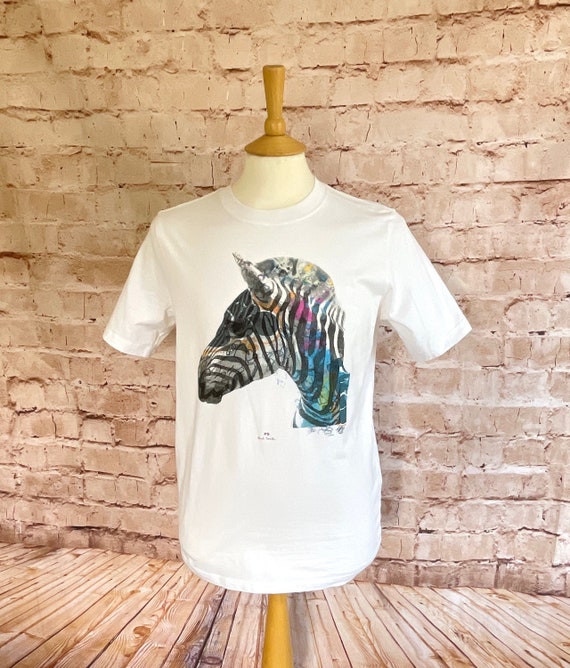 Vintage Paul Smith T Shirt White Multicoloured Zebra Print Cy2k Small Etsy