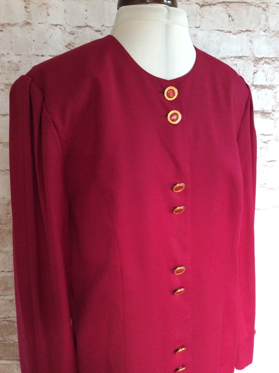 Vintage Long Jacket Wine Red Fine Wool Smart Occa… - image 3