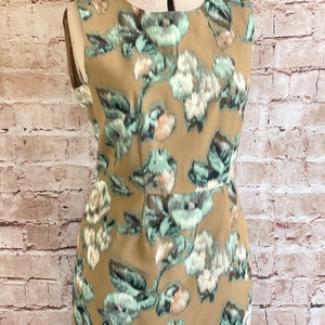 90s Max Mara Dress Slim Wiggle Beige Green Abstract Floral Smart ...