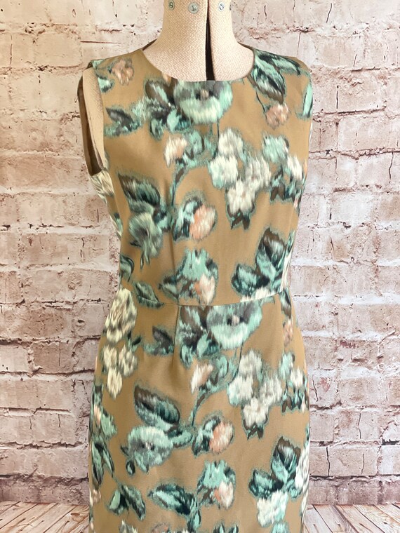 90s Max Mara Dress Slim Wiggle Beige Green Abstra… - image 10