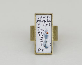 Some people are worth melting for, OLAF (from Frozen ) inspired handmade ring