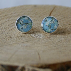 Almond Blossom by Vincent Van Gogh inspired stud earrings . Gift for her,gift for artlovers,painters,artists.