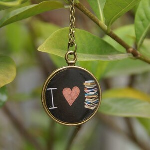 I love books! Handmade doublesided necklace for bookworms!