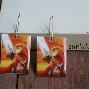 Lion King poster handmade vintage style earrings. Simba, Mufasa, Scar, Nala, Zazu, Rafiki. Circle of life!