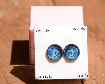 Inside out, SADNESS and JOY  stud earrings.