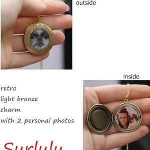 Custom made photo locket.Retro handmade necklace with 2 photos of your choice.Vintage  locket, perfect gift for her, anniversary gift etc.