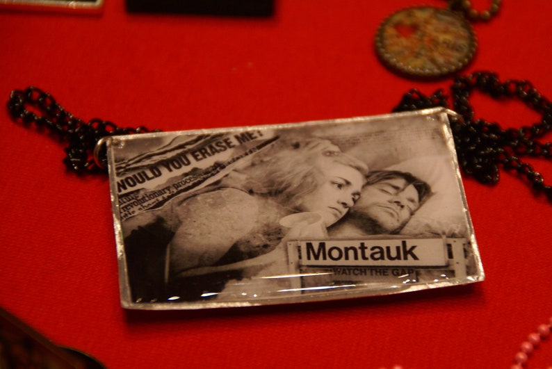 black and white large pendant.Meet me in Montauk Kate Winslet and Jim Carrey handmade necklace. The Eternal Sunshine of the Spotless Mind