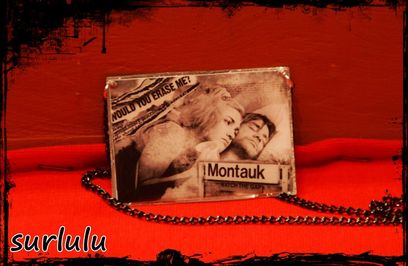 black and white large pendant.Meet me in Montauk Kate Winslet and Jim Carrey handmade necklace. The Eternal Sunshine of the Spotless Mind