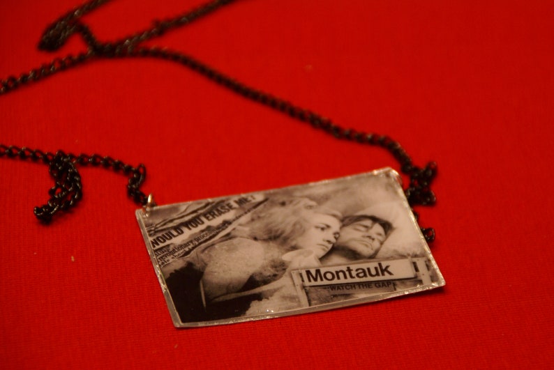 black and white large pendant.Meet me in Montauk Kate Winslet and Jim Carrey handmade necklace. The Eternal Sunshine of the Spotless Mind