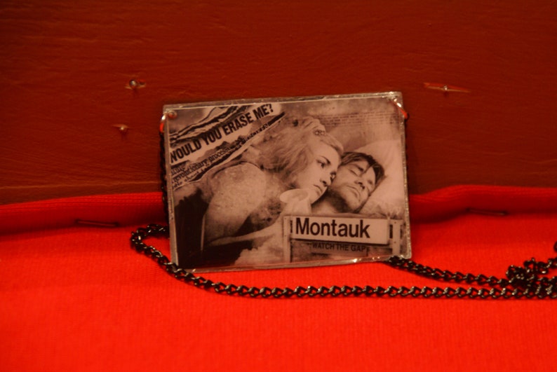 black and white large pendant.Meet me in Montauk Kate Winslet and Jim Carrey handmade necklace. The Eternal Sunshine of the Spotless Mind
