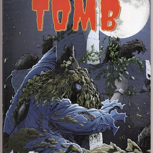 Puede incluir: Una portada de cómic que presenta una criatura monstruosa que emerge de una tumba. La portada se titula "From The Tomb" y presenta las palabras "Pre-code Grave Robbing" y "Dracula".