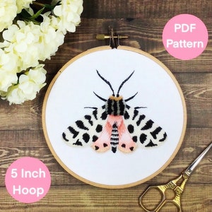 Hand Embroidery Pattern. PDF. Tiger Moth. Apantesis Incorrupta. How to Pattern. Step by Step. Butterfly Embroidery