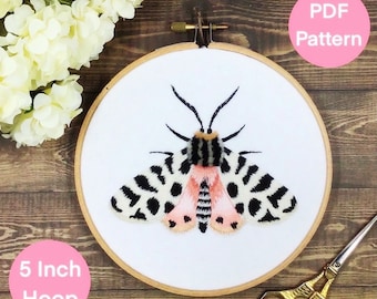 Hand Embroidery Pattern. PDF. Tiger Moth. Apantesis Incorrupta. How to Pattern. Step by Step. Butterfly Embroidery