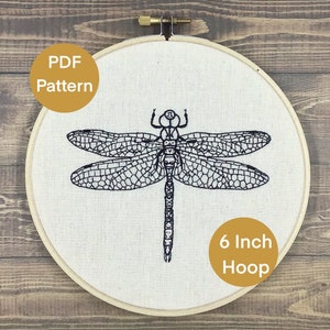 Hand Embroidery Pattern. PDF. Line Art Dragonfly. Outline Embroidery. Digital Download.