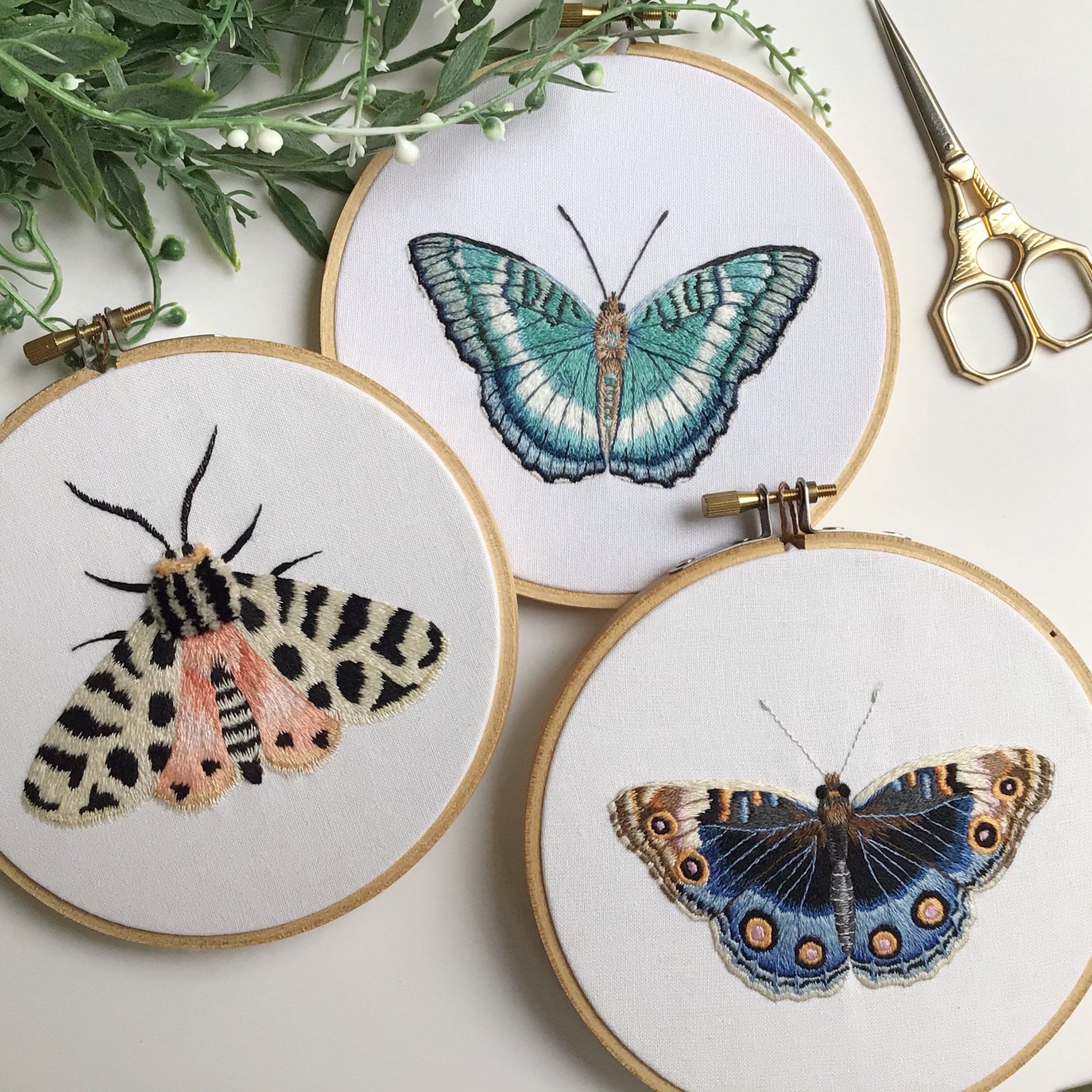 Hand Embroidery Pattern. PDF. 3 Butterfly and Moth Patterns. | Etsy