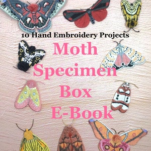 Motte Specimen Box Handstickerei E-Book. PDF - 10 Motte Handstickerei Digitale Muster in 1 E-Book. Schritt für Schritt.