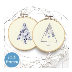 Hand Embroidery Pattern. PDF, Christmas Trees digital download, design, digital tutorial, Holiday Tree