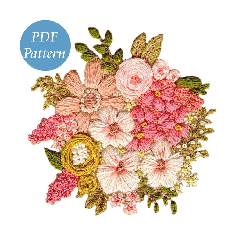 Hand Embroidery Pattern. Floral Bouquet. PDF Digital | Etsy