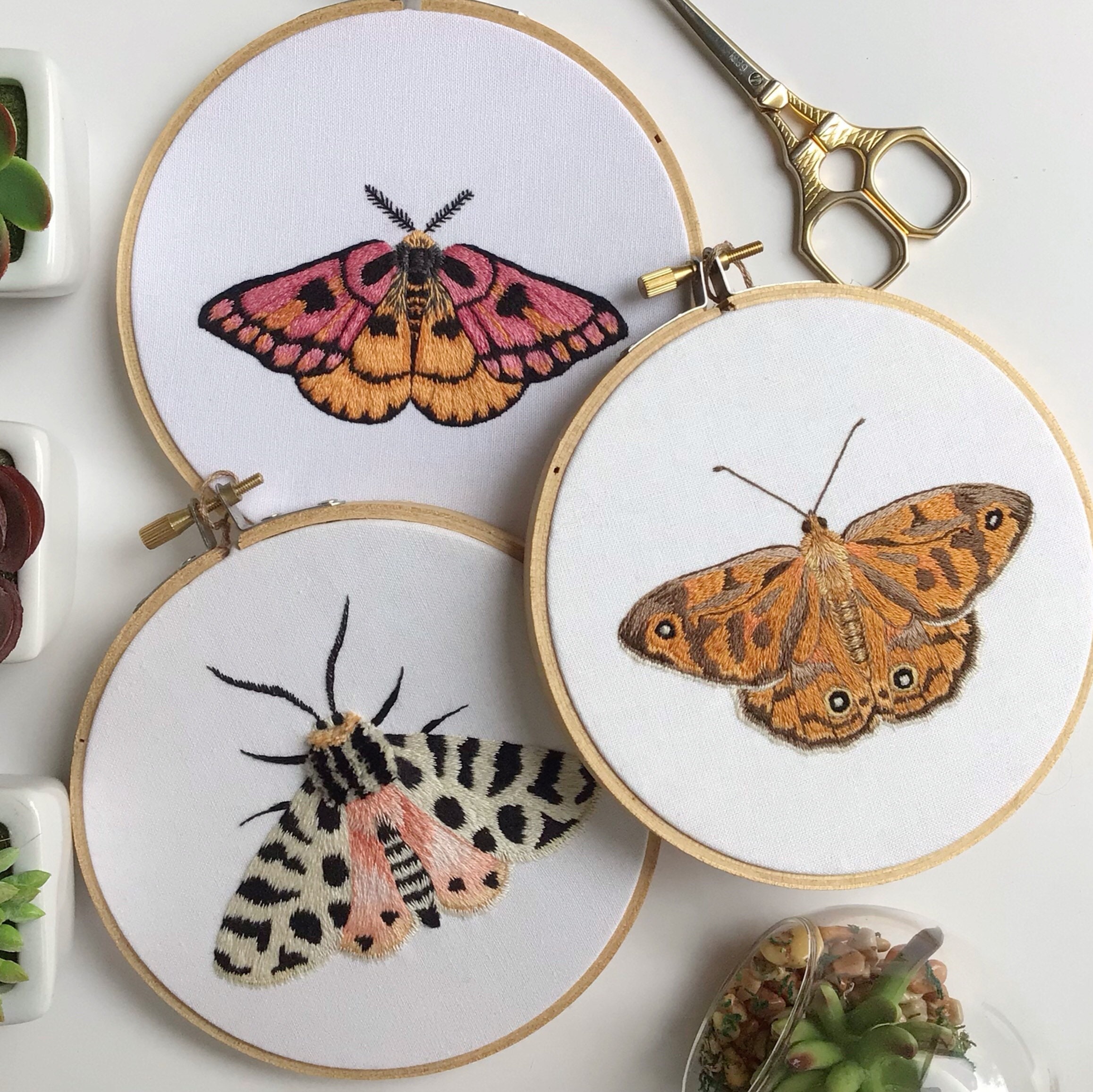 Hand Embroidery Pattern. PDF. 3 Butterfly and Moth Patterns. | Etsy