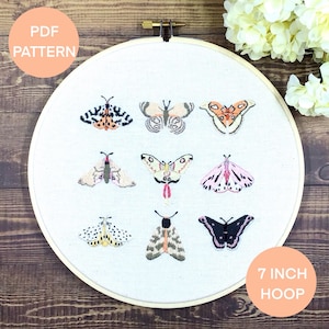 Hand Embroidery Pattern. PDF. A Tiny Moth Sampler. How to Pattern. Step by Step. Moth Embroidery