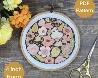 Hand Embroidery Pattern. PDF, Printable, digital download, Design. DIY. Flower Collage 2