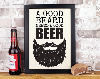 A Good Beard Needs A Good Beer Print