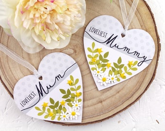 Handmade Loveliest Mum Wooden Heart Keepsake, Floral Mothers Day Gift