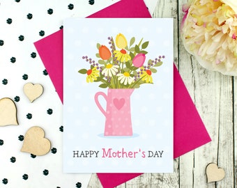 Bunch of Flowers in a Jug, Happy Mother's Day Card
