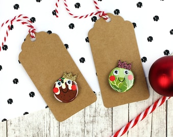 Christmas Gift Tag with Christmas Pudding or Sprout Badge