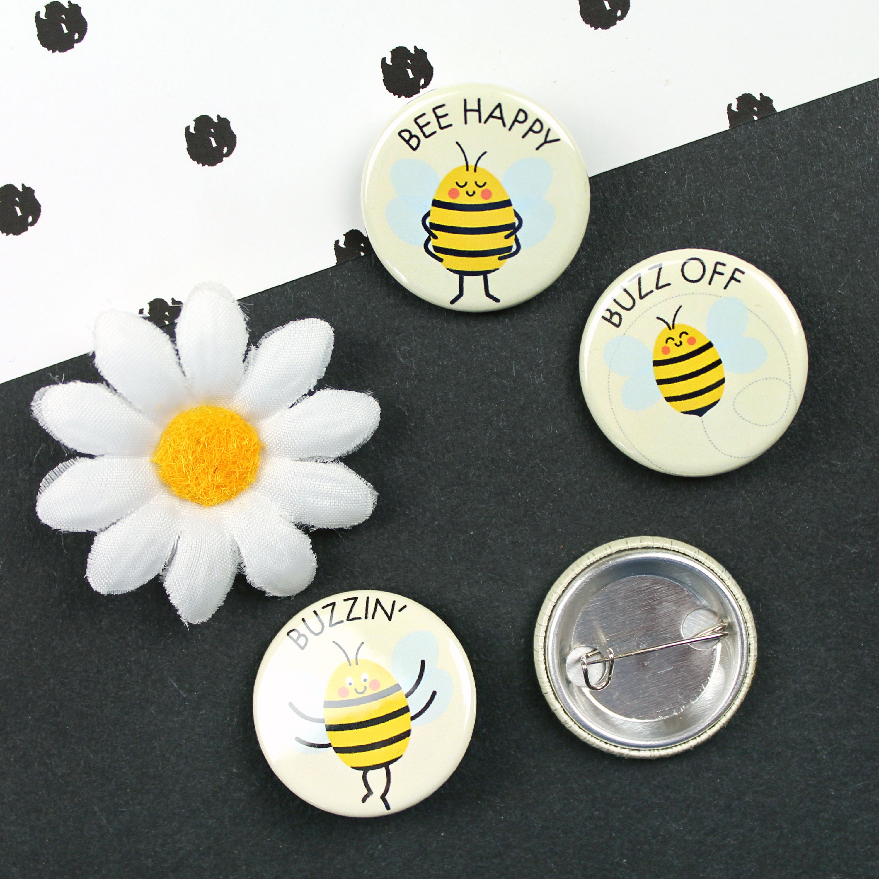 Cute Bee Pin Badges - Set of Four - Etsy