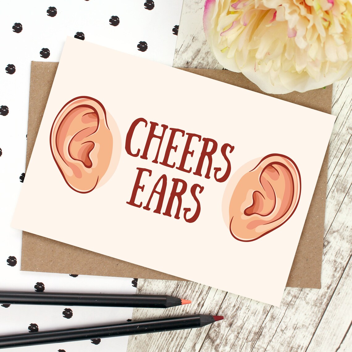 Cheers Ears Funny Thank You Card Etsy UK