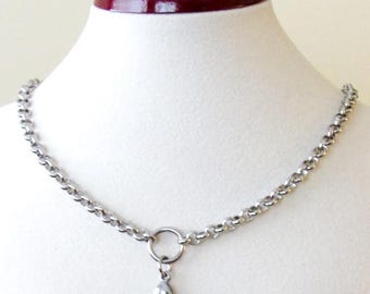 Stainless Steel Silver Ring Necklace Thick Link Chain with Magnetic or Lobster Clasp for Pendants Lockets Charms Your Custom Length