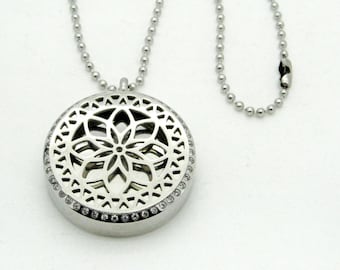 Stainless Steel Silver Necklace with Flower Cover for Apple Airtag Holder Many Options