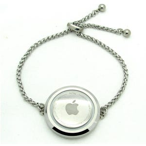 Stainless Steel Holder Bracelet with Adjustable Chain for Apple Airtag Life365 Tile Sticker and More